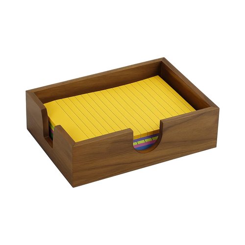 MultiBey Walnut Wood Sticky Notes Holder, 4x6 in Self -Sticky Note Memo Holder, Wooden Notepad Holder Dispenser Desk Supplies Desktop Accessories for Office Home School (L)