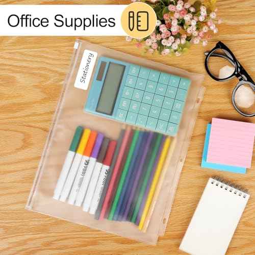 KTRIO Letter Size Binder Pockets 3 Ring Binder Zipper Pouch 12 Pack, 3 Holes Clear PVC Loose Leaf Bags 8.5"¡¿11" Document Folders for Business Office School Supplies