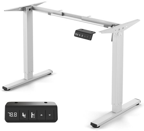 Xyndyx Electric Standing Desk Frame - Height Adjustable Table Legs, Single Motor Ergonomic Workstation Base, Sit Stand Design, Frame Only, White