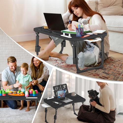 Adjustable Bed Lap Desk with Storage Drawer & Cup Holder - Portable Laptop Stand for Bed & Sofa