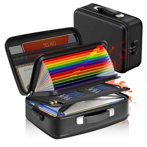 Fireproof Document Box,Fireproof and Waterproof Document Safe,Portable File Storage Box With Lock,Large Capacity,Hard Shell Material,For Storing Important Documents and Valuables (black)