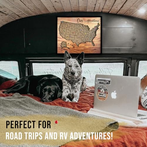 flinelife Cork Board Usa Travel Map With Pins, 12x10, Medium Size, Map of United States, Perfect For Couples and Families Gift