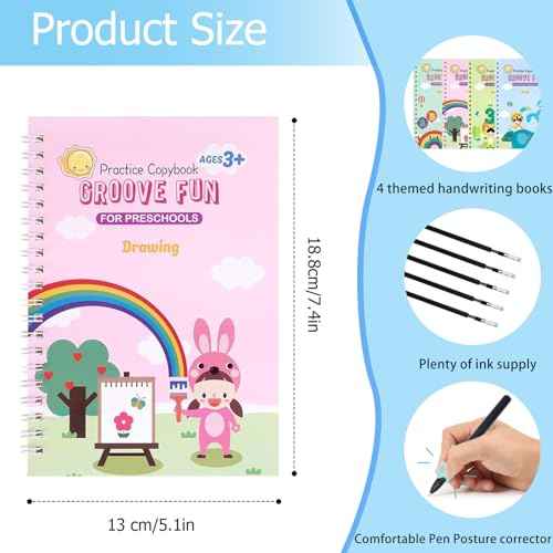 AALGO Handwriting Book Practice for Kids,Reusable Grooved Handwriting Books, Writing Practice for Kids Age 3-5