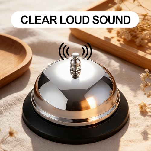 2-Pack Call Bell 3.3 Inch Stainless Steel Service Bell - Heavy Duty, Loud Ring, Hotel & Restaurant Use, Durable Design