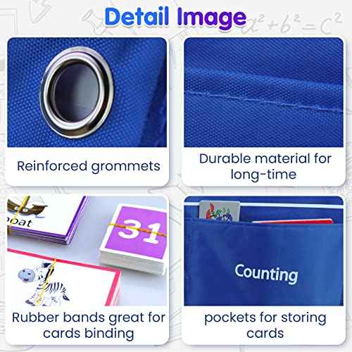 Auchq Circle Time Learning Center Pocket Chart, Heavy-Duty Kids Calendar for Classroom, Educational Pocket Chart Learning Calendar Weather Letter Counting Rhyme Color Shape (Blue)