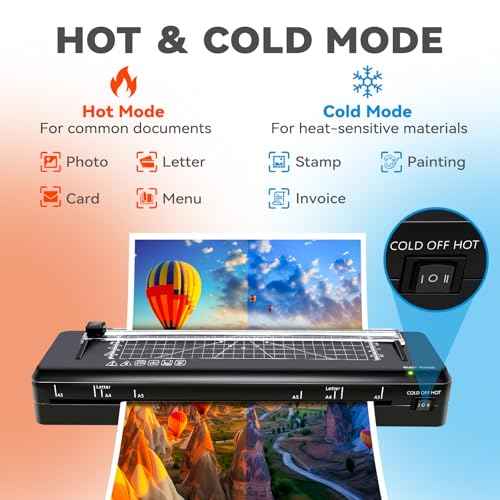 Laminator Machine A3 Laminating Machine with Built-in Trimmer, Fast Warm-up 13 Inch Cold and Thermal Lamination with 50 Laminating Sheets, 5-in-1 Portable Laminators for Home Office School Use