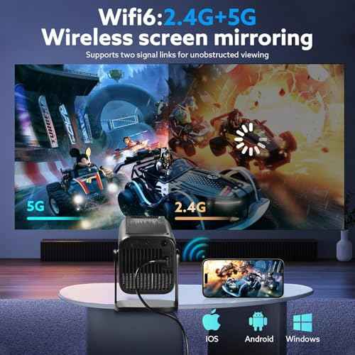 Mini Projector with Wifi and Bluetooth, 4K 1080P Support Portable Projector 180¡Æ Rotatable 120'' Screen Movie Projector Auto Keystone Compatible with HDMI/USB/Smartphone/PC/Laptop