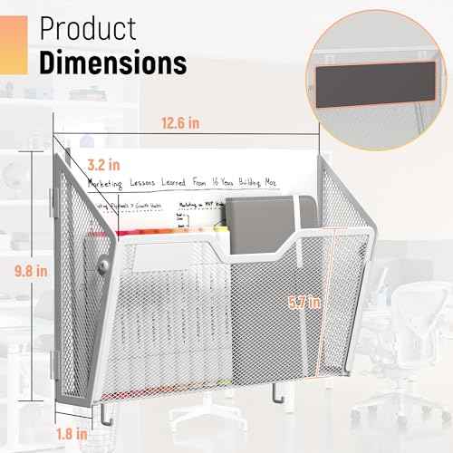 Docnest 6 Pack Magnetic Wall Mounted File Holders,Mesh Letter Organizer with Hooks, Magnetic Hanging Mail Paper Document Organizer for Office, Home, School, White