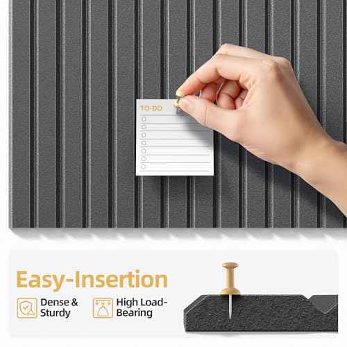 Large Cork Board for Wall 36" x 48" Black Bulletin Board with Safe Removable Adhesive Squares for Pictures Photos, Alternative CorkBoard Felt Pin Boards Tiles for Office Classroom Wall Decor-12 Pack