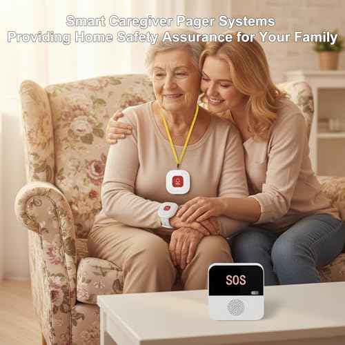 Wireless Caregiver Pager Call Button for Elderly at Home, Wi-Fi APP Remote Emergency Alert Systems for Seniors, Patients and The Disabled, Life Alert Systems for Seniors No Monthly Fee