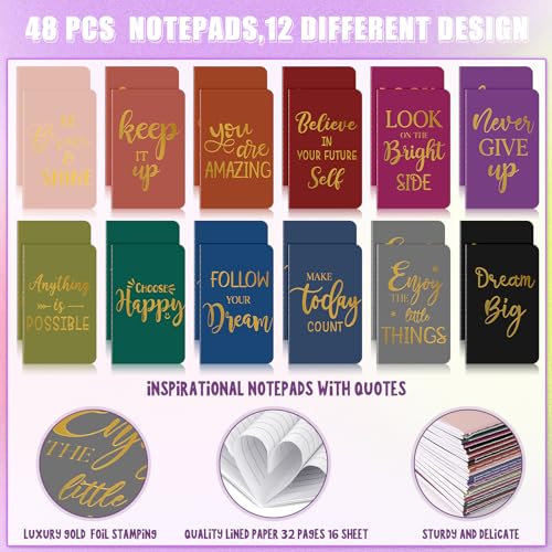 96 Pcs Bulk Motivational Pens Inspirational Notepads Set, Small Pocket Motivational Quote Notebooks and Ballpoint Pens, Mini Journals Gift Set for Kids Students Teachers School Office Prizes Supplies