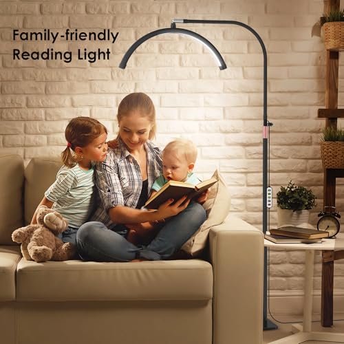 Half Moon Light for Lash Tech, Gooseneck Lash Lamp with Phone Holder for Eyelash Nail Art Tattoos Skincare, LED Floor Lamp Esthetician Light with 5 Color Temperatures & Brightness Setting