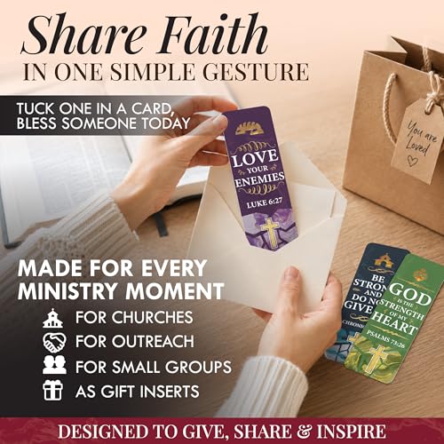 Christian Bible Bookmarks 96 Pack with 24 Scripture Designs - Classic 6x2 Inches