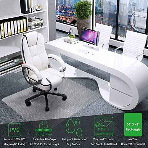 Office Chair Mat for Carpet- 36" x 48" Studded Desk Chair Mat for Low Pile Carpeted Floors, Plastic Floor Mat for Office Chair Over Carpet