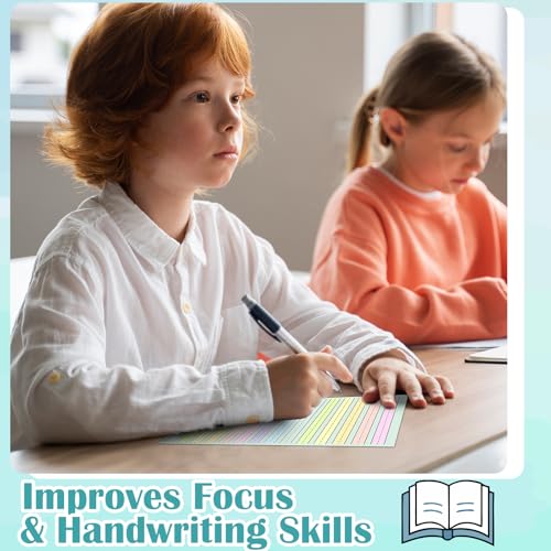 Multicolor Handwriting Practice Sheets for Kids - 50 Sheets, 0.5" Line Width, ADHD & Dysgraphia Support