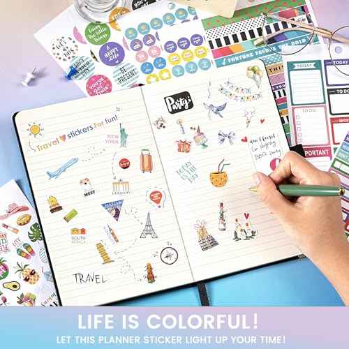 Planner Stickers - Calendar Stickers for Decorating, 28 Sheets Daily Planner Accessories for Celebrations, Holidays, Journaling, 1800+ Sticker for Kids/Adults, Scrapbook Supplies - Khaki