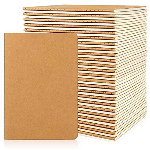 EUSOAR Notebooks College Ruled, 48pcs A5 5.5"x8.3" 60 Pages Soft Cover Kraft Lined Subject Journal Notebooks, Writing Note Pads Sketchbook Memo Composition,for School Office College Work Note Taking