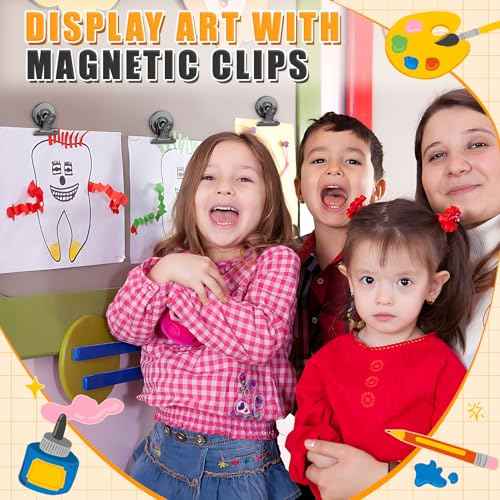 Grtard 12 Pack Magnetic Clips, Fridge Magnets Refrigerator Magnets, Strong Magnetic Clips Heavy Duty, Whiteboard Magnet Clip for Home, Kitchen, Office, School, Locker Decor, Photo Display (Black)