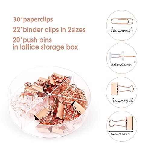 Rose Gold Desk Organizers and Accessories Office Supplies Set Stapler, Pen Holder, Phone Holder, Scissors, Pen, Ruler, 30 Paper Clips, 22 Binder Clip, 20 Tacks and 1000pcs Staples