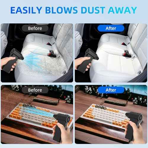 Electric Compressed Air Duster-130000RPM,3 Adjustable Portable Dust Blower,Cordless Rechargeable Mini Turbo Fan for Cleaning PC,Computer, Car, Keyboard and Home Outdoor Dust,Snow Removal.