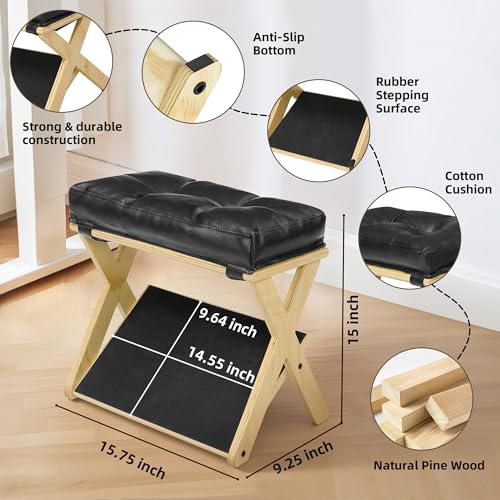 Homelystbo Natural Wood Double Step Under-Desk Foot Rest – Solid Wood Foot Stool