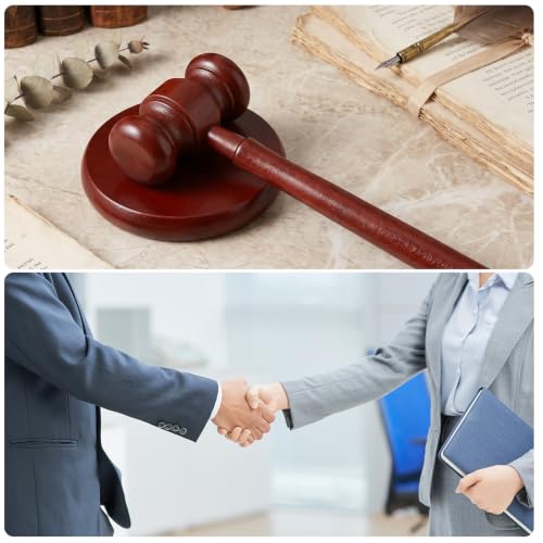 Wooden Gavel and Sound Block Set for Judge, Courtroom & Auction