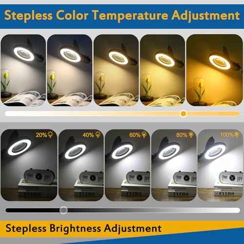 10X Large Magnifying Glass with Light and Stand, 2200 Lumens Stepless Dimmable Lighted Magnifier, Real Glass Lens Desk Lamp, Adjustable Swing Arm Clamp Light Hands Free for Craft Close Work