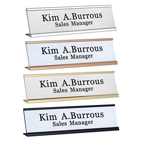 Personalized Office Name Plates Aluminum Hot Printing Custom Office Wall or Desk Name Plates 2" x 8" (Input-Texts)