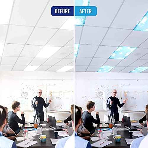 2x4 Feet - 5 Count - Fluorescent Light Covers for Classroom or Office | Magnetic Light Covers for Ceiling Lights Provide Relief from Glare, Headaches, & Sensory Overload(Cloud Blue)