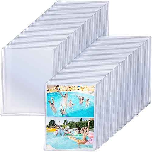 80 Pcs 5" x 7" Rigid Print Protectors, Clear Waterproof Hard Plastic Page Sheet Protectors Top Loading Rigid Photo Card Postcard Sleeves for Album Paper Document Holder