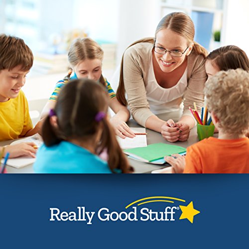 Really Good Stuff Large Privacy Shields for Student Desks ? Set of 12 - Matte - Study Carrel Reduces Distractions - Keep Eyes from Wandering During Tests, Green with School Supplies Pattern