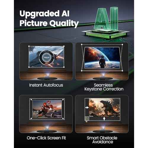 [Netflix-Licensed/4K Supported/Compact Design] Smart Outdoor Projector with WiFi6 and Bluetooth, Movie Projector, DoIby Audio w/ HDMI ARC, Built-in Apps, AI Auto Focus, Portable Home Proyector P65