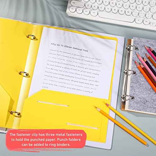 Seajan 100 Pcs Plastic Folders with Pockets, Heavy Duty, 2 Pockets, 3 Hole Punch, Letter Size, 5 Bright Colors