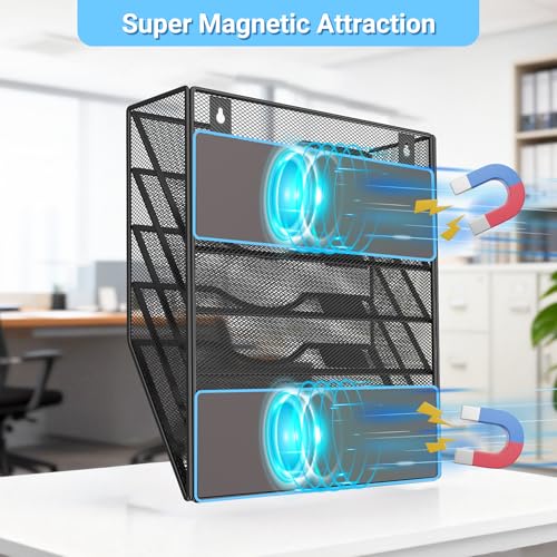 Gawerk 5 Tier Magnetic Wall File Holder - Office & Home Document Organizer