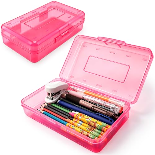 Lxzyu Rose Pink Large Capacity Plastic Pencil Box - School & Office Organizer