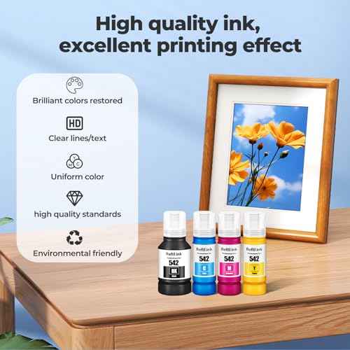 542 Ink Refill Bottles ET-5150 ET-5850 ET-5170 ET-16650 Ink Refill Ink 542 4 Pack Ink 542 Compatible for ET 5150 ET 5850 ET-5800 ET 5170 ET-16600 ET-5180 ST-C8000 ST-C8000 ST-C5000 ST-C8090 ET5150
