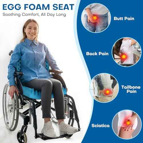 2 Pack Pressure Relief Egg Crate Seat Cushion, Eggcrate Wheelchair Cushion Backrest Chair Pad for Long Sitting, Breathable High-Resiliency Egg Crate Foam Cushions for Office Chair, Car Seat, Recliner