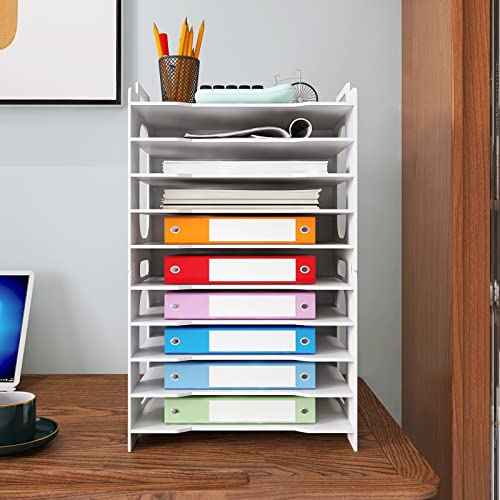 Natwind Office Paper Organizer for Desk Desktop Organizer File Holder Office Desk Organizer Letter Tray & Paper Holder Document Storage Rack for Home Office School 10-Tier