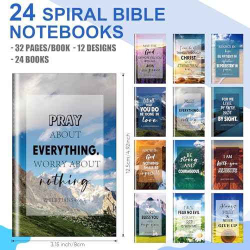 Yeaqee 146 Pcs Christian Gifts Set Bulk Include 24 Bible Verses Pens 24 Bible Notebooks 24 Scripture Quotes Bracelets 24 Inspirational Keychains 50 Jesus Christian Stickers(Trendy)