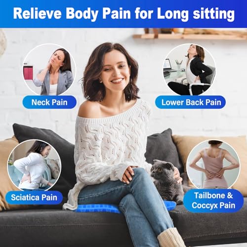 20" Gel Seat Cushion for Long Sitting Pressure Relief - Jumbo & Thick Gel Cushions for Office Chairs - Tailbone Pain Relief Cushion, Sciatica & Back Support, Wheelchair Cushions & Car Seat Cushion