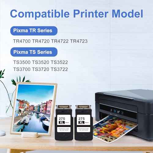 PG-275 Black Ink Cartridge Replacement for Canon 275 Black Ink Cannon 275 Ink PG-275XL 275XL Ink Cartridges for Canon Printers Pixma TS3722 TS3522 TS3500 TS3700 TR4720 TR4700 TR4722 Printer Ink 275