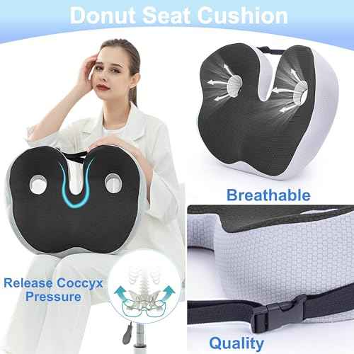 Hemorrhoid Pillows for Sitting, Cushion Lab Travel Pillow for Tailbone Pain, Cloud Cradle Ischial Tuberosity Seat Cushion, Piriformis Syndrome Relief Donut Cushion, Butt Cushion for Long Sitting