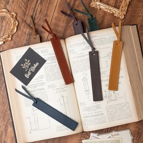 Dark Retro Leather Bookmark Set with Tassel - Handmade Classic Bookmarks for Readers and Book Lovers