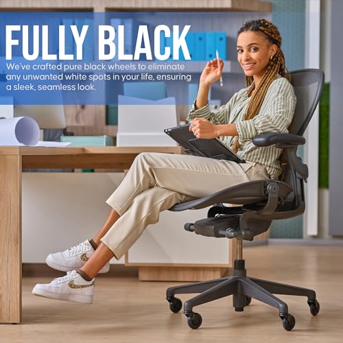 Stealtho Black Roller Blade Office Chair Wheels - 5 Pack for Hardwood Floors