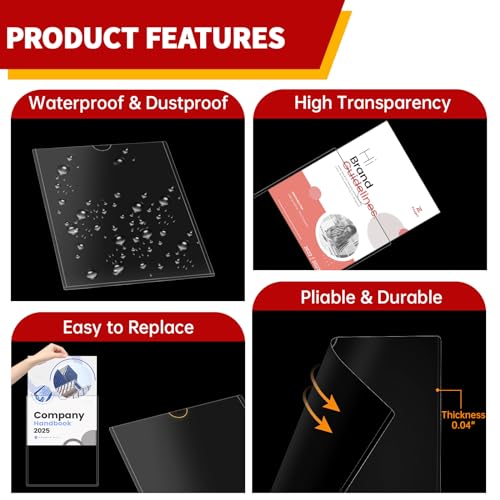 Magnetic Sign Holder 8.5 x 11 - Clear Plastic Frame for Refrigerator, Rigid Paper Holder for Picture Document, Adhesive Frames for Wall Window Door Sign 20 Pack