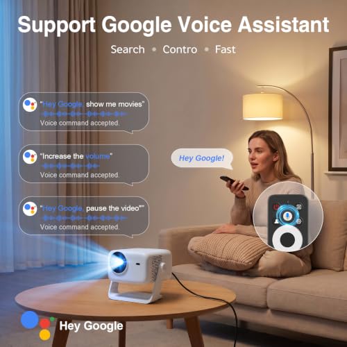 VISSPL White 4K Smart Projector with Google TV, 3500 ANSI, WiFi & Bluetooth