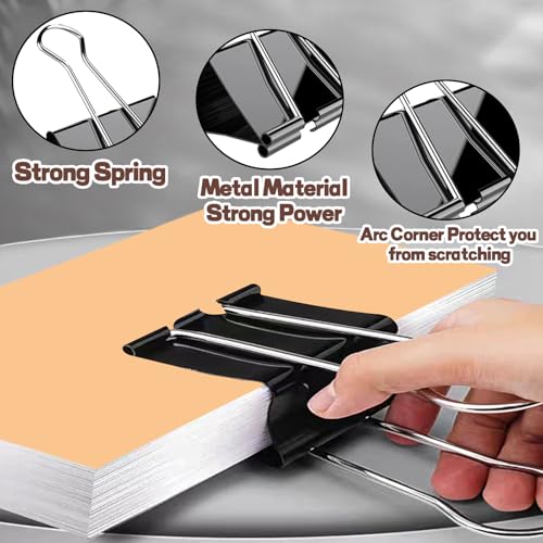 3 Inch Jumbo Binder Clips(36 Pack), Extra Large Binder Clips Heavy Duty Paper Clamps for Office and Home Supplies, Black