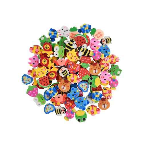 400PCS Mini Fun Cute Fruit Animal Erasers for Kids Bulk,Back to School Party Gifts Valentine's Day Gifts (Fruit erasers)