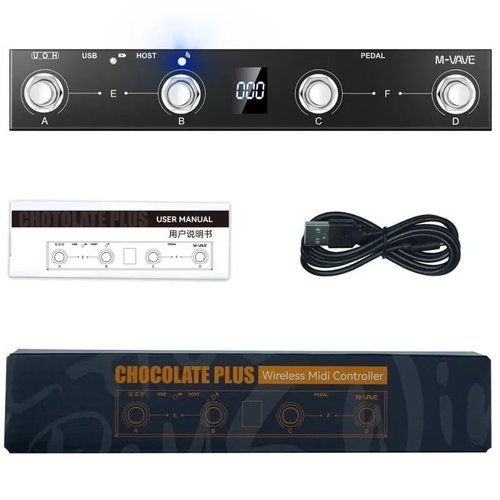 M-VAVE Chocolate Plus Wireless Midi Controller Programmable Wireless Midi Controller 4 Buttons Portable Rechargeable MIDI Foot Controller