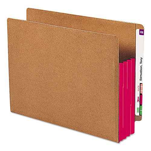 Smead End Tab Pocket, Reinforced Straight-Cut Tab, 3-1/2" Expansion, Extra Wide Letter Size, Redrope with Red Gusset, 10 per Box (73686)